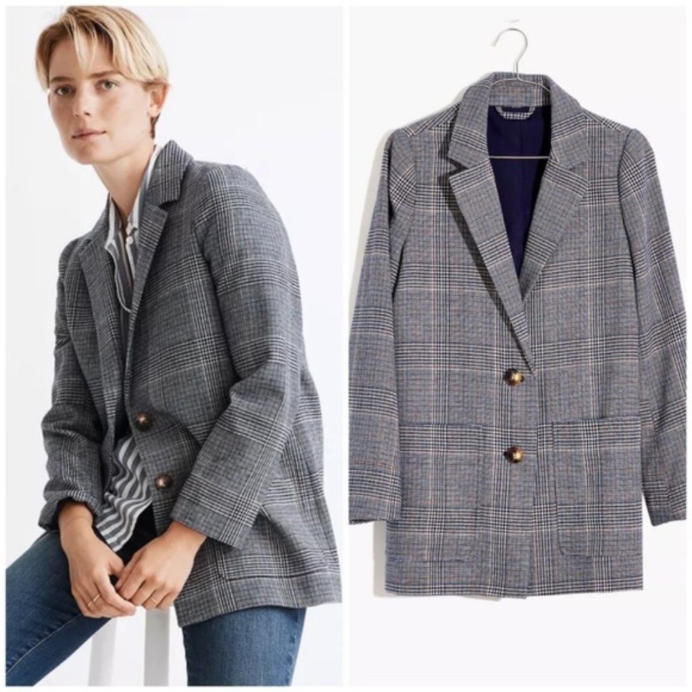 Madewell Dorset Blazer Navy Glen Plaid XXS